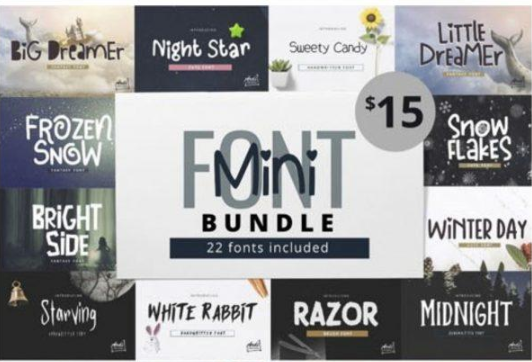 Mini Font Bundle 22 Fonts Included Free Download