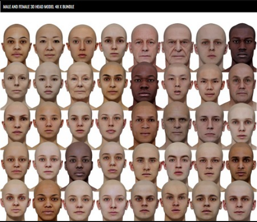 3D Scan Store – Male and Female 3D model Bundle 48x Head Scans (Premium)