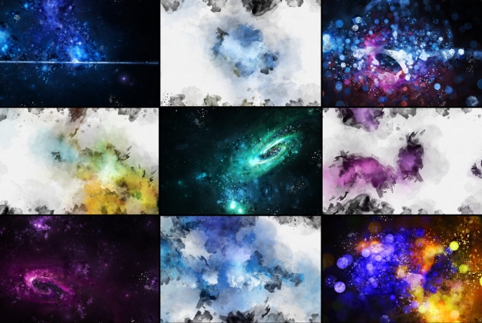 ARTSTATION – 50 WATERCOLOR GALAXY BACKGROUNDS BY ELDAMAR STUDIO (Premium)