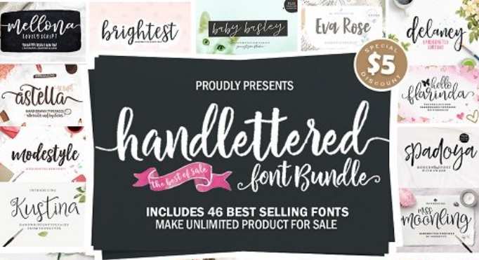 Handlettered Font Bundle – 46 Premium Fonts (Premium)