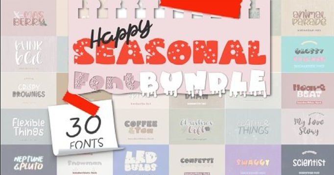 Happy Seasonal Font Bundle – 30 Premium Fonts (Premium)