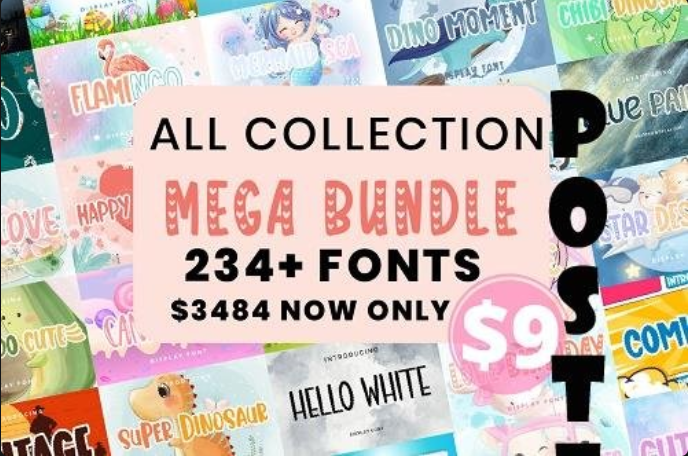 Mega Font Bundle – 235 Premium Fonts (Premium)