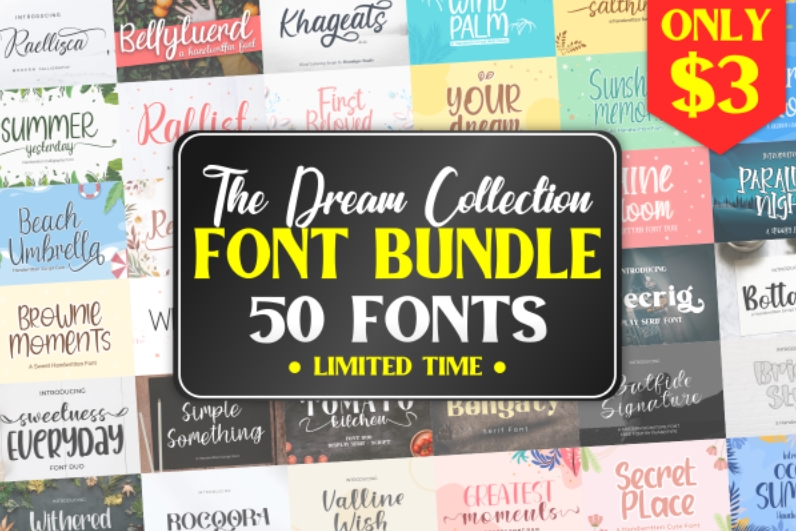 The Dream Collection Font Bundle – 50 Premium Fonts (Premium)