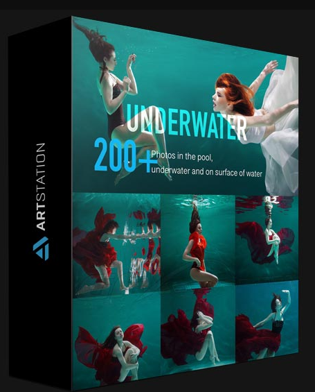 ARTSTATION – 200+ UNDERWATER PHOTOS IN THE POOL. MODELS WITH LONG HAIR AND FABRICS BY LIA KOLTYRINA (Premium)