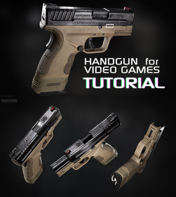 GUMROAD – HANDGUN FOR VIDEO GAMES TUTORIAL BY EUGENE PETROV (Premium)