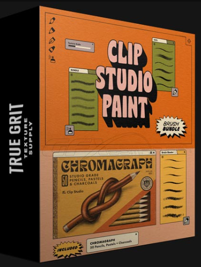 TRUE GRIT TEXTURE SUPPLY – CLIPS STUDIO BRUSH BUNDLE V3 (Premium)