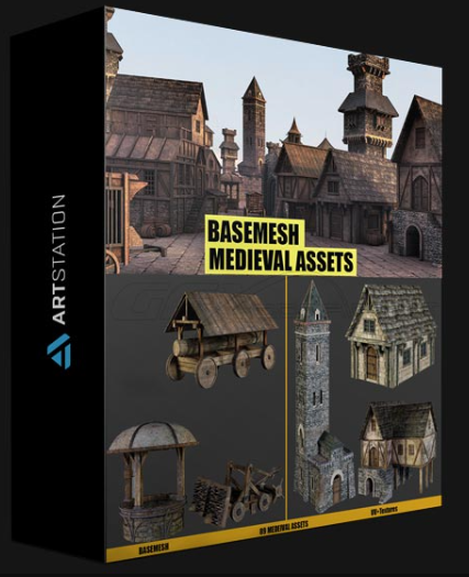 ARTSTATION – BASEMESH: 89 MEDIEVAL ASSETS+TEXTURE BY FRED (Premium)