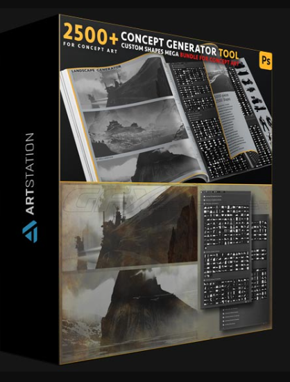 ARTSTATION – CONCEPT GENERATOR TOOL [CUSTOM SHAPE MEGA BUNDLE – 5200 PIECES ] [PHOTOSHOP] BY MELS MNEYAN (Premium)