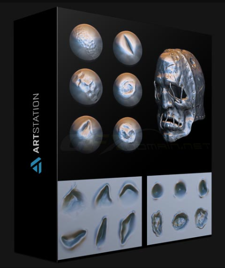 ARTSTATION – METAL SURFACES & DAMAGES BRUSHES FOR ZBRUSH PART 2 BY ANDREY F (Premium)