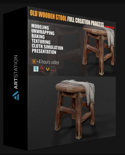 ARTSTATION – OLD WOODEN STOOL FULL CREATION PROCESS