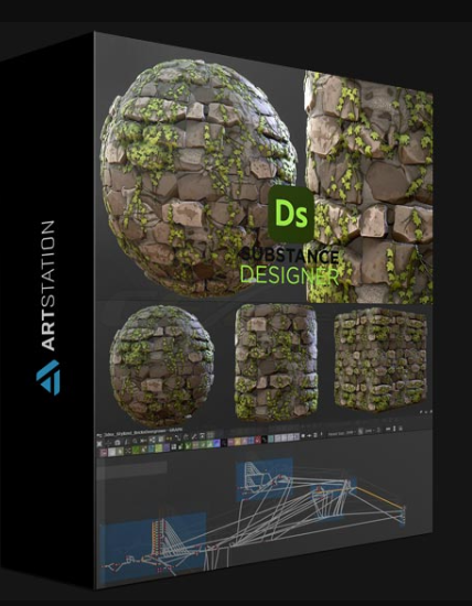 ARTSTATION – STYLIZED BRICKS OVERGROWN – SUBSTANCE 3D DESIGNER BY 3DEXTRUDE TUTORIALS (Premium)