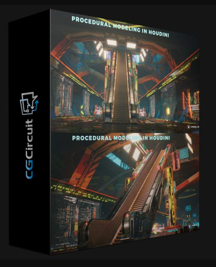 CGCIRCUIT – HOUDINI TUTORIAL PROCEDURAL MODELING – ESCALATOR  (Premium)