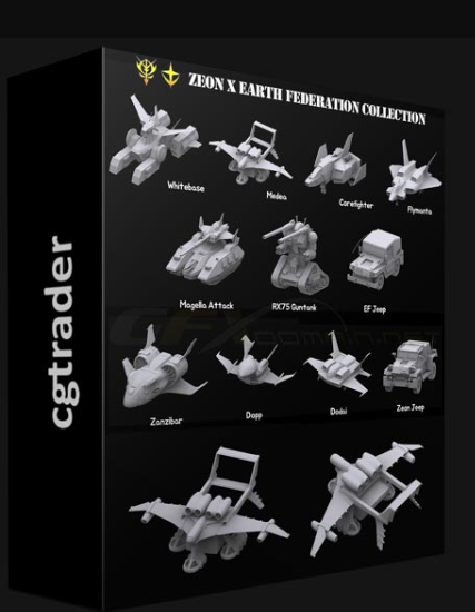 CGTRADER – GUNDAM ZEON X EARTH FEDERATION SPACE MILITARY COLLECTION 3D MODEL