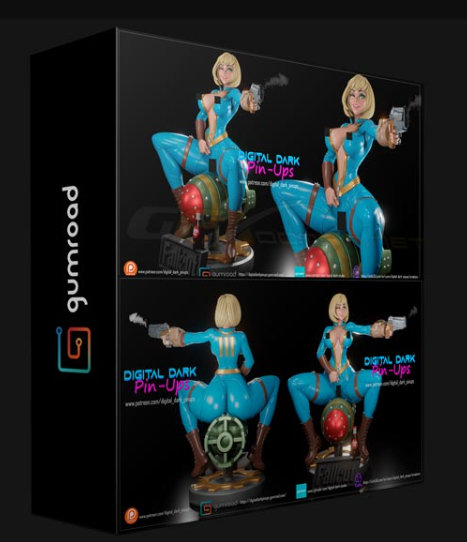 GUMROAD – DIGITAL DARK PIN-UPS – VAULT GIRL – 3D PRINT MODEL