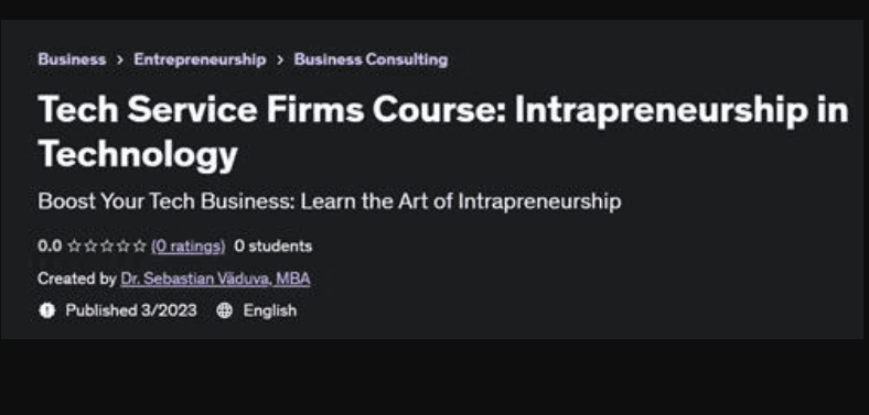 Tech Service Firms Course Intrapreneurship in Technology