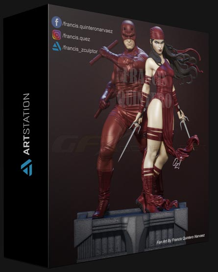 ARTSTATION – DAREDEVIL & ELEKTRA – ADI GRANOV STYLE – 3D PRINT MODEL