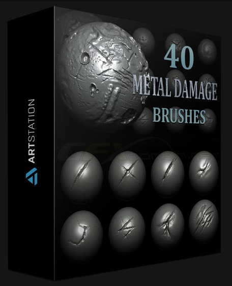 ARTSTATION – METAL DAMAGE BRUSH + ALPHAS BY NICOLAS SWIJNGEDAU