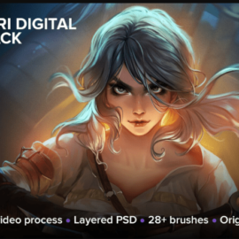 Artstation – Ciri Digital Package. Full process (26h10m), PSD, brushes, 3500×5000 image (Premium)